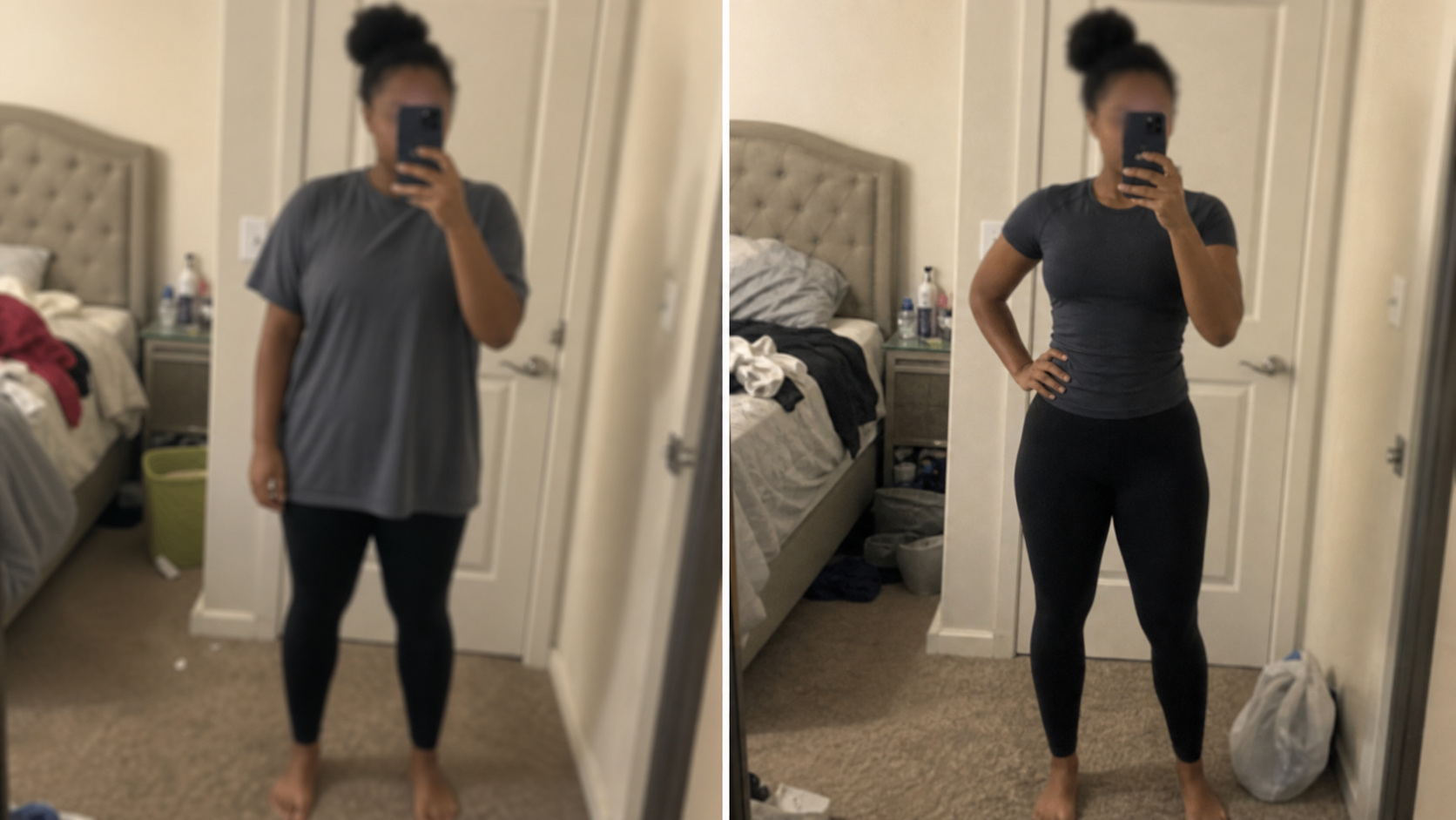 Blurred example before and after transformation