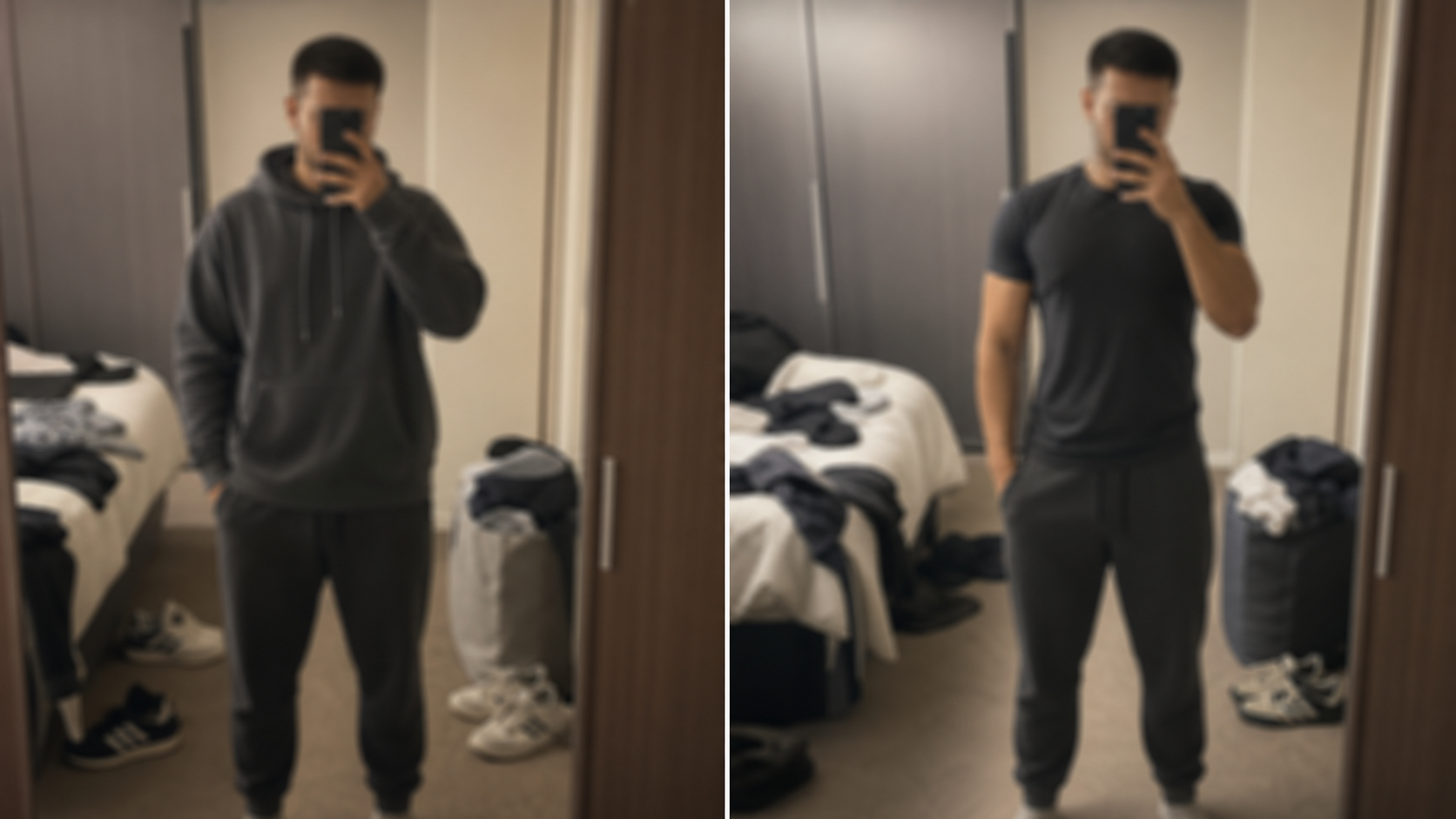 Blurred example before and after transformation