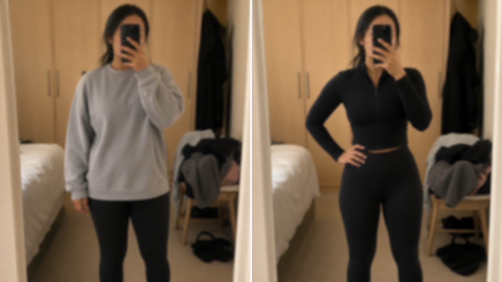 Blurred example before and after transformation