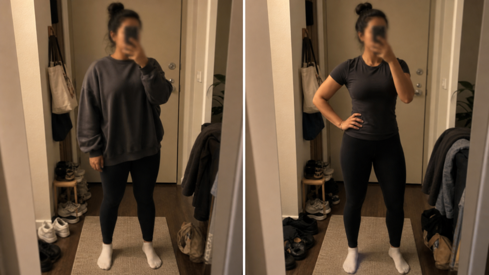 Blurred example before and after transformation